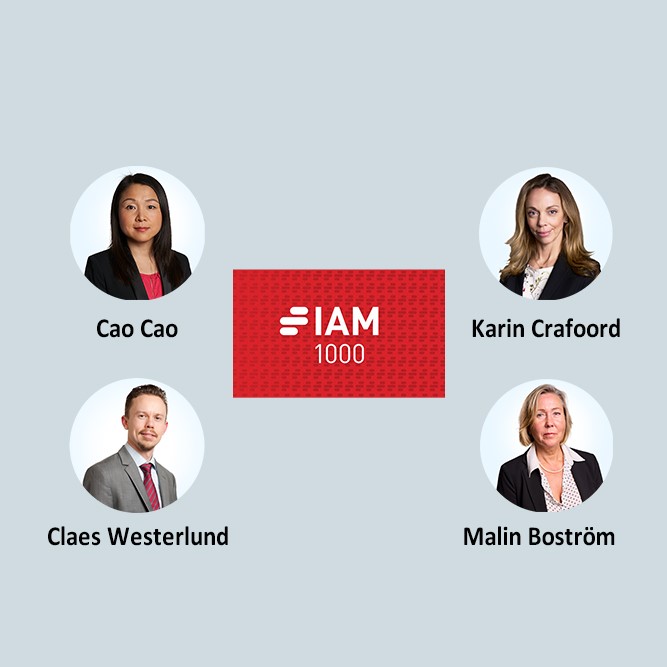 Fyra porträtt av personer runt en IAM 1000-logotyp på grå bakgrund.